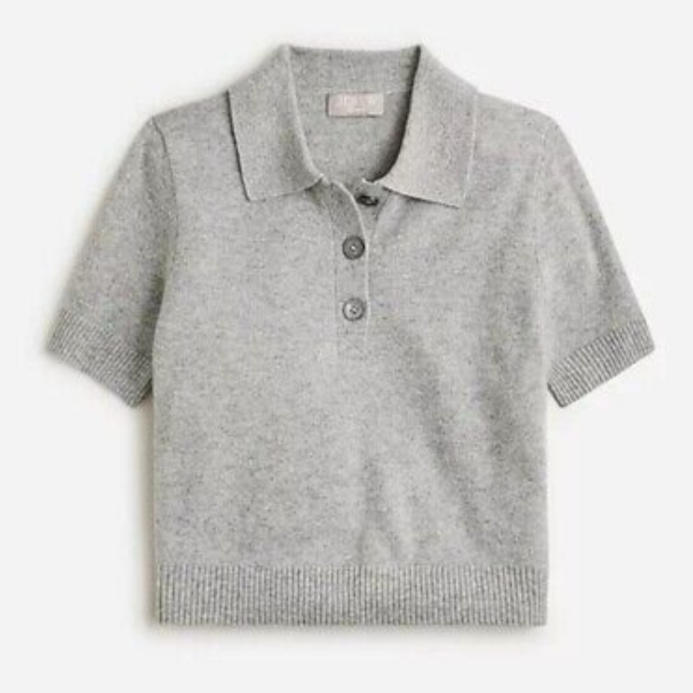 J. Crew Cashmere Gray Cropped Sweater-Polo
